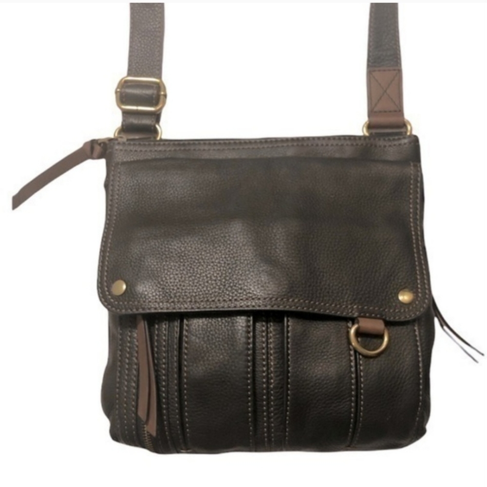 Fossil black leather Messenger bag